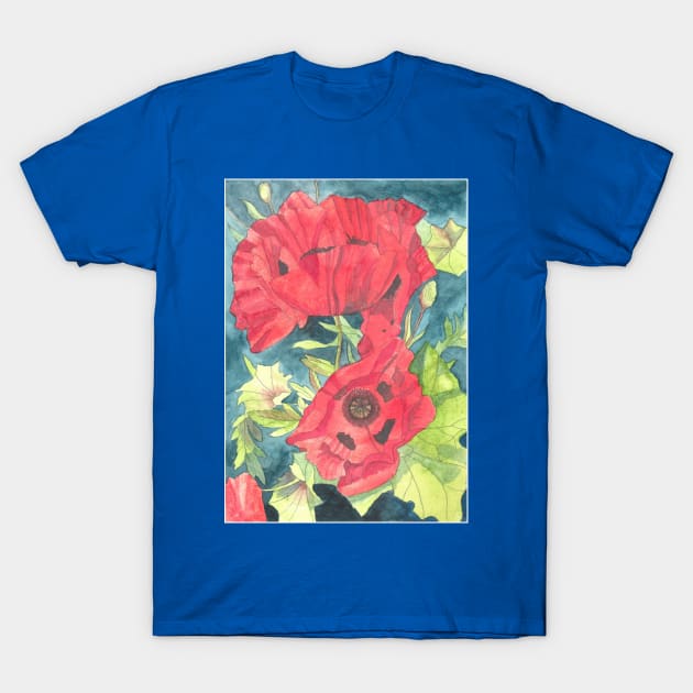 Red poppies watercolour painting T-Shirt by esvb